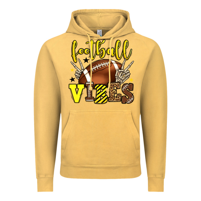 Football Vibes Yellow And Black Team Color Vintage Hoodie by HowdyJamesFarm | Teevron
