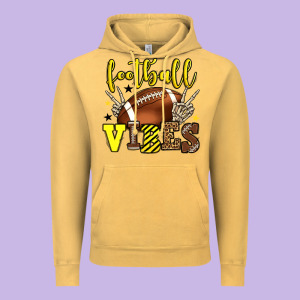Football Vibes Yellow And Black Team Color Vintage Hoodie Designed By Howdyjamesfarm