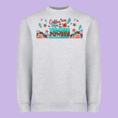 Coffe Gives Me Teacher Powers Libbey Glass Heavyweight Sweatshirt Designed By Bundleandbundleshop