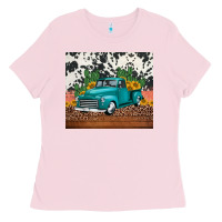 Bubblegum Pink western farm truck cactus and sunflowers Ladies Tee - Jasminsmagicworld