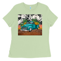 Matcha western farm truck cactus and sunflowers Ladies Tee - Jasminsmagicworld