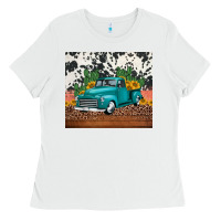 White western farm truck cactus and sunflowers Ladies Tee - Jasminsmagicworld