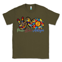 Army Green peace love autism sunflower Classic Tee - RacoonDesign