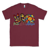 Burgundy peace love autism sunflower Classic Tee - RacoonDesign
