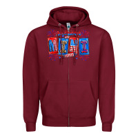 Burgundy american mini Zipper Hoodie - CowhideDigitalArt