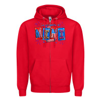 Red american mini Zipper Hoodie - CowhideDigitalArt