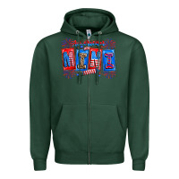 Sports Green american mini Zipper Hoodie - CowhideDigitalArt