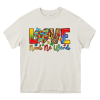 Cream love needs no words Heavy Core Tee - LillyAllenDesigns