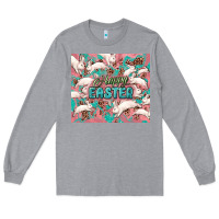 Heather Grey Easter Bunny  tumbler Easter Day Long Sleeve Tee - HowdyJamesFarm