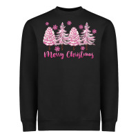 Black Merry Christmas Trees Heavyweight Sweatshirt - FaDigitalArtStudio