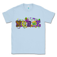 Dusty Blue Mardi Gras Day Nurse Classic Tee - NancyCooperArtShop