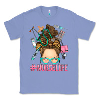 Colony Blue messy bun nurse life Classic Tee - RanaPortraitStore