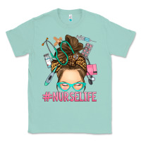 Seafoam messy bun nurse life Classic Tee - RanaPortraitStore
