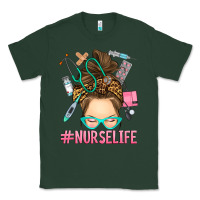Sports Green messy bun nurse life Classic Tee - RanaPortraitStore