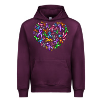 Mauve Wine cancer ribbon heart Urban Hoodie - AdoDesignShop