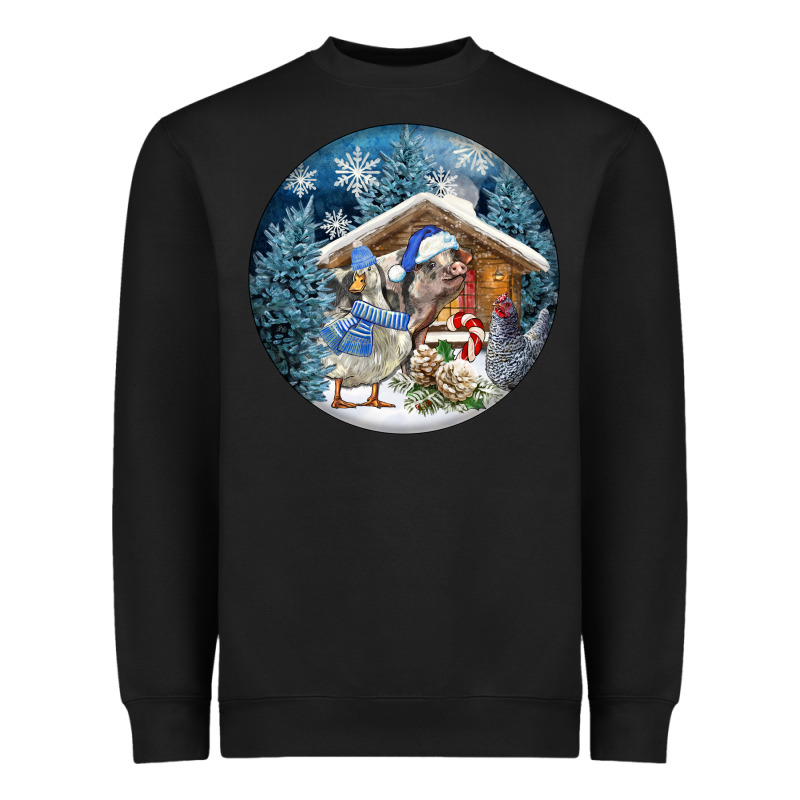 Winter Farm Animals Heavyweight Sweatshirt by FaDigitalArtStudio | Teevron