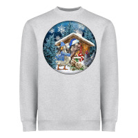 Heather Grey Winter Farm Animals Heavyweight Sweatshirt - FaDigitalArtStudio