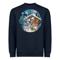 Navy Winter Farm Animals Heavyweight Sweatshirt - FaDigitalArtStudio