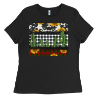 Black cowhide cacti sunflowers christmas mousepad Ladies Tee - Jasminsmagicworld