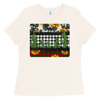 Bone cowhide cacti sunflowers christmas mousepad Ladies Tee - Jasminsmagicworld
