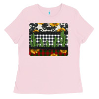Bubblegum Pink cowhide cacti sunflowers christmas mousepad Ladies Tee - Jasminsmagicworld
