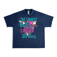 Navy The Thunder Rolls And The Lıghtnıng Strikes Urban Heavy Tee - JahusDesignShop