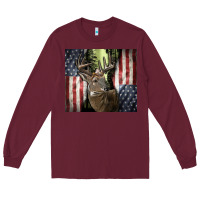 Burgundy usa deer hunting woods Long Sleeve Tee - CowGirlArtShop