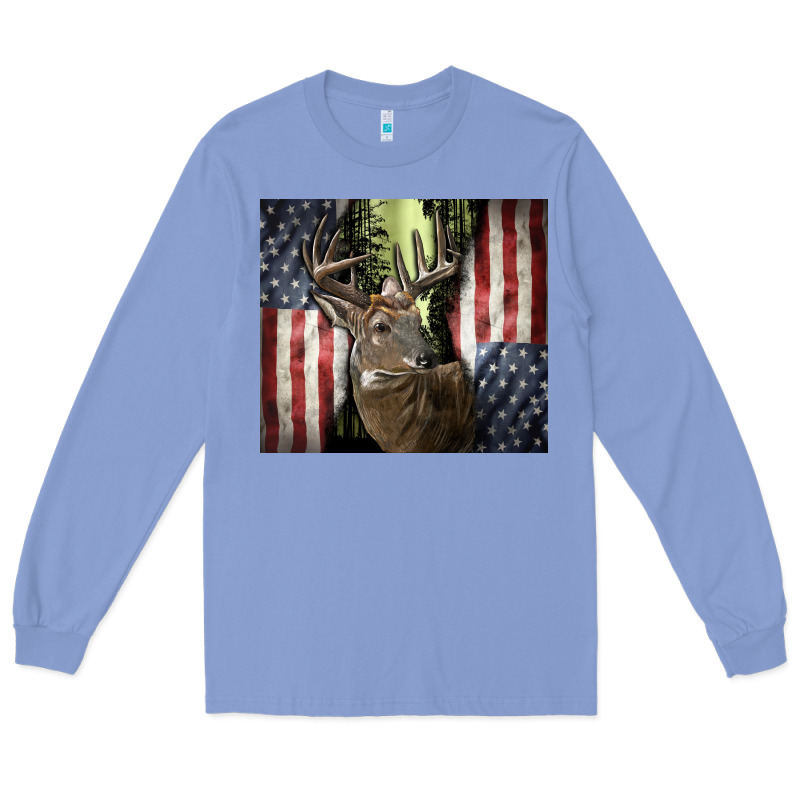 Usa Deer Hunting Woods Long Sleeve Tee by CowGirlArtShop | Teevron