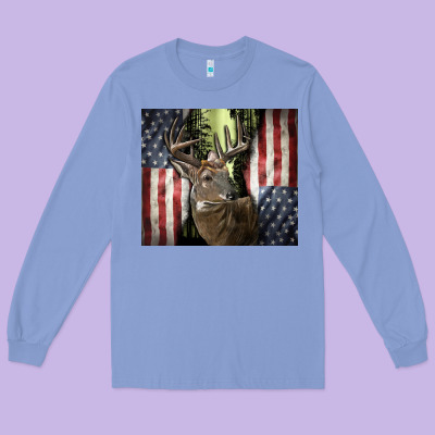 Usa Deer Hunting Woods Long Sleeve Tee Designed By Cowgirlartshop