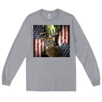 Heather Grey usa deer hunting woods Long Sleeve Tee - CowGirlArtShop