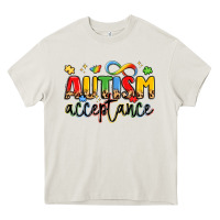 Cream autism acceptance Heavy Core Tee - LillyAllenDesigns