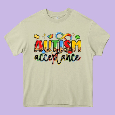 Autism Acceptance Heavy Core Tee Designed By Lillyallendesigns