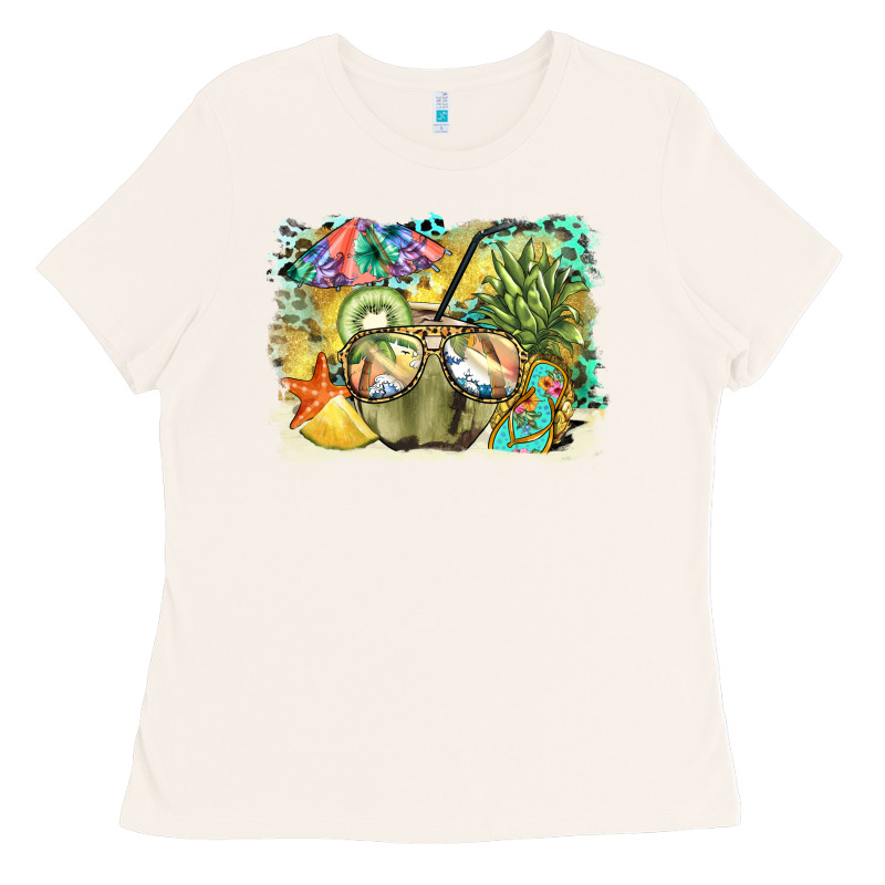 Coconut With Fruits  Background Ladies Tee by BarkalooDesign | Teevron