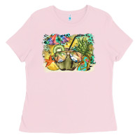 Bubblegum Pink coconut with fruits  background Ladies Tee - BarkalooDesign