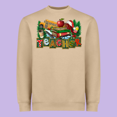 Christmas Teacher Heavyweight Sweatshirt Designed By Fadigitalartstudio