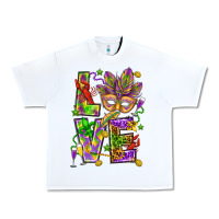 White Mardi Gras love Urban Heavy Tee - HowdyJamesFarm