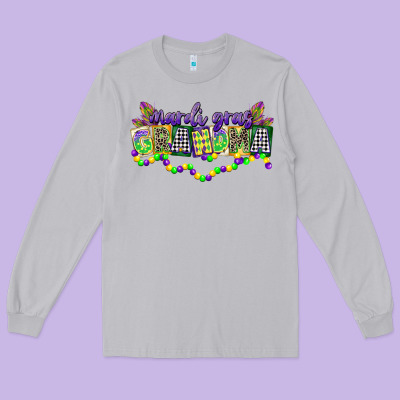 Mardi Gras Grandma Long Sleeve Tee Designed By Cowgirlartshop