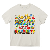 Cream see the ability not the disability Heavy Core Tee - LillyAllenDesigns
