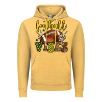 Football Vibes Yellow And Green Team Color Vintage Hoodie | Teevron