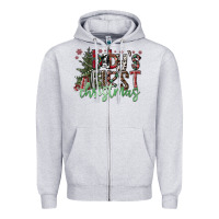 Heather Grey Baby's First Christmas Zipper Hoodie - CowhideDigitalArt