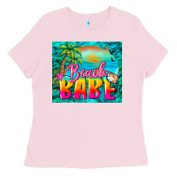 Bubblegum Pink beach babe Ladies Tee - BarkalooDesign