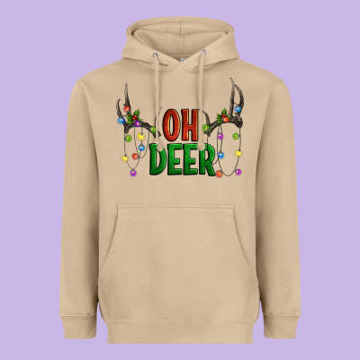 Oh Deer Christmas Heavyweight Hoodie Designed By Artiststas