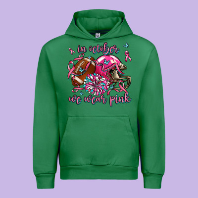 In October We Wear Pink Football Urban Hoodie Designed By Adodesignshop