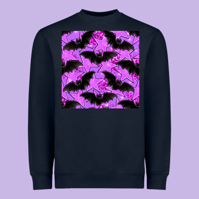 Halloween Bat And Stars Seamless Pattern Heavyweight Sweatshirt Designed By Bundleandbundleshop