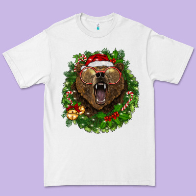 Christmas Bear  Wreath Premium Tee Designed By Barkaloodesign