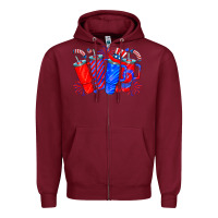 Burgundy american obsessive cup Zipper Hoodie - CowhideDigitalArt