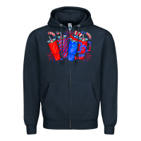 Navy american obsessive cup Zipper Hoodie - CowhideDigitalArt