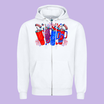 American Obsessive Cup Zipper Hoodie Designed By Cowhidedigitalart