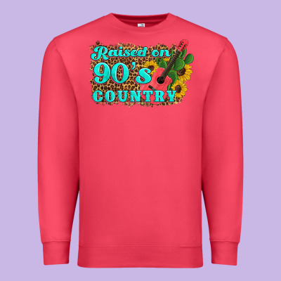 Raised 90's Country Guitar Cactus Sunflower's Premium Sweatshirt Designed By Artiststas