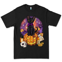 Black halloween black cat pumpkin Premium Tee - BarkalooDesign